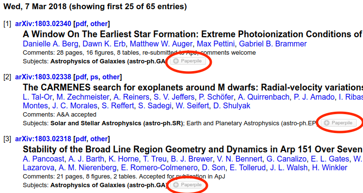 Paperpile buttons on arXiv